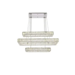 Monroe 42 inch LED triple rectangle pendant in chrome