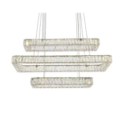 Monroe 42 inch LED triple rectangle pendant in chrome