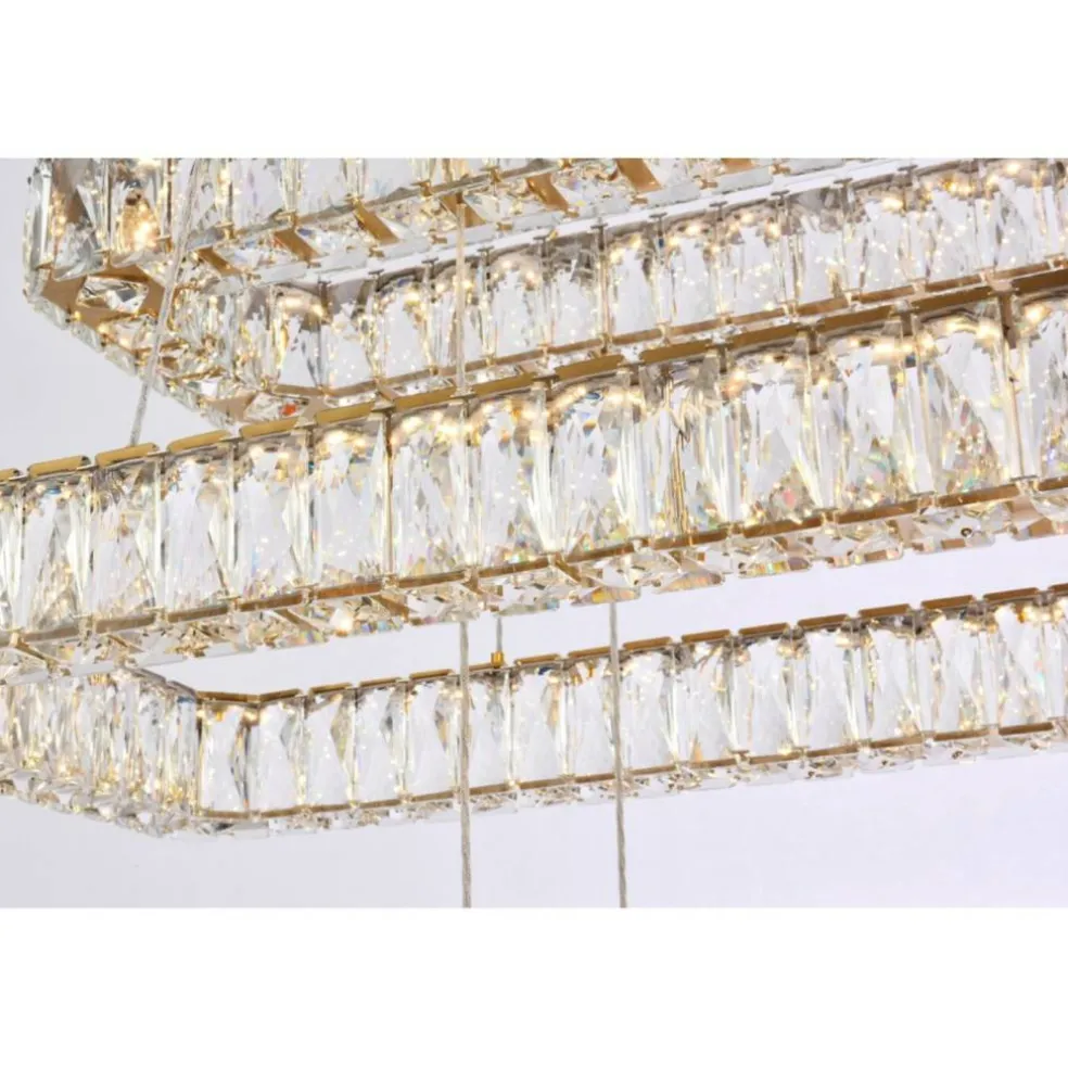 Monroe 42 inch LED triple rectangle pendant in gold