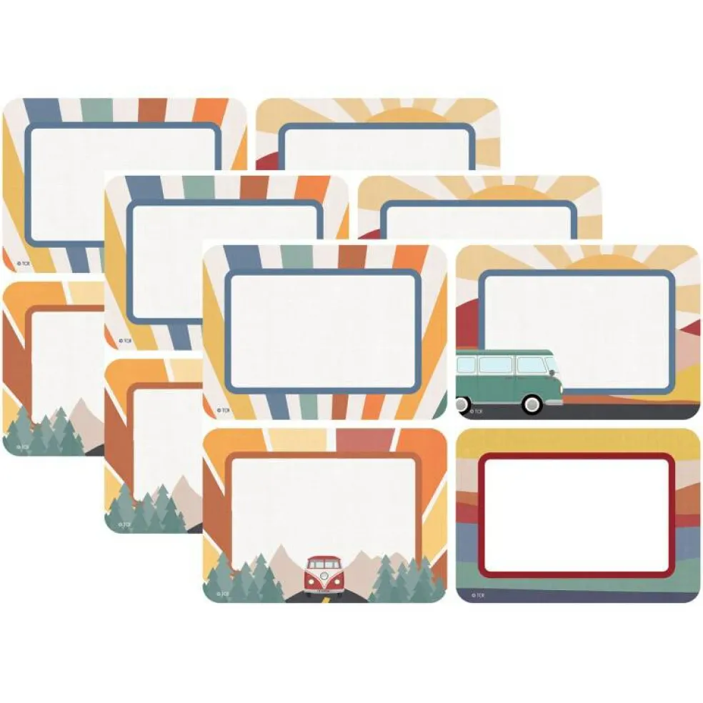 Moving Mountains Road Trip Name Tags/Labels, Multi-Pack, 3-1/2" x 2-1/2", 36 Per Pack, 3 Packs