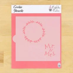 Mr. and Mrs. With Laurel Wreath Cookie Stencil