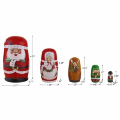 Mr. Christmas Santa & North Pole Pals Nesting Wood Figures Set