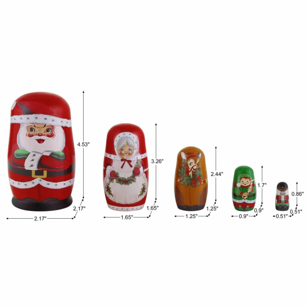 Mr. Christmas Santa & North Pole Pals Nesting Wood Figures Set