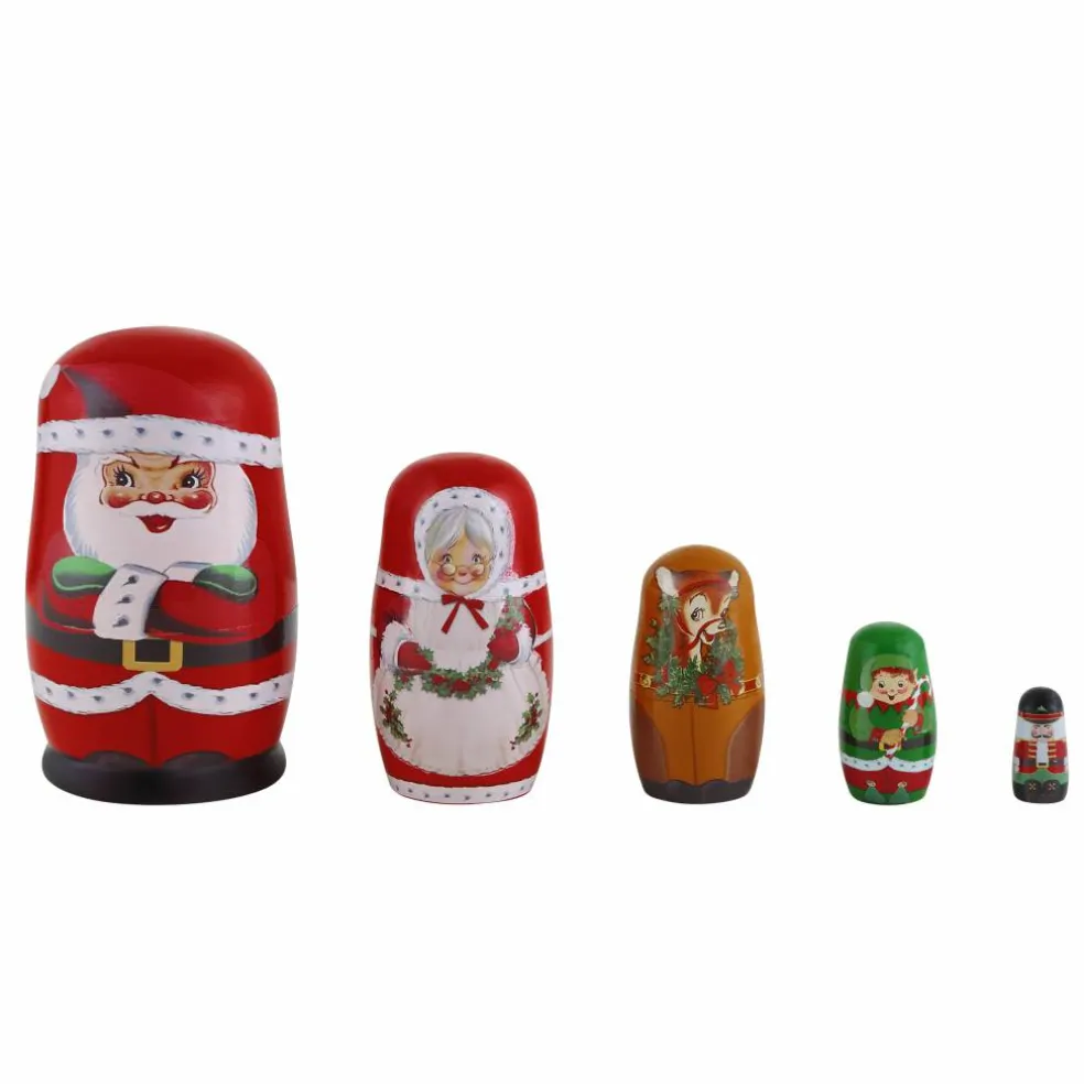 Mr. Christmas Santa & North Pole Pals Nesting Wood Figures Set