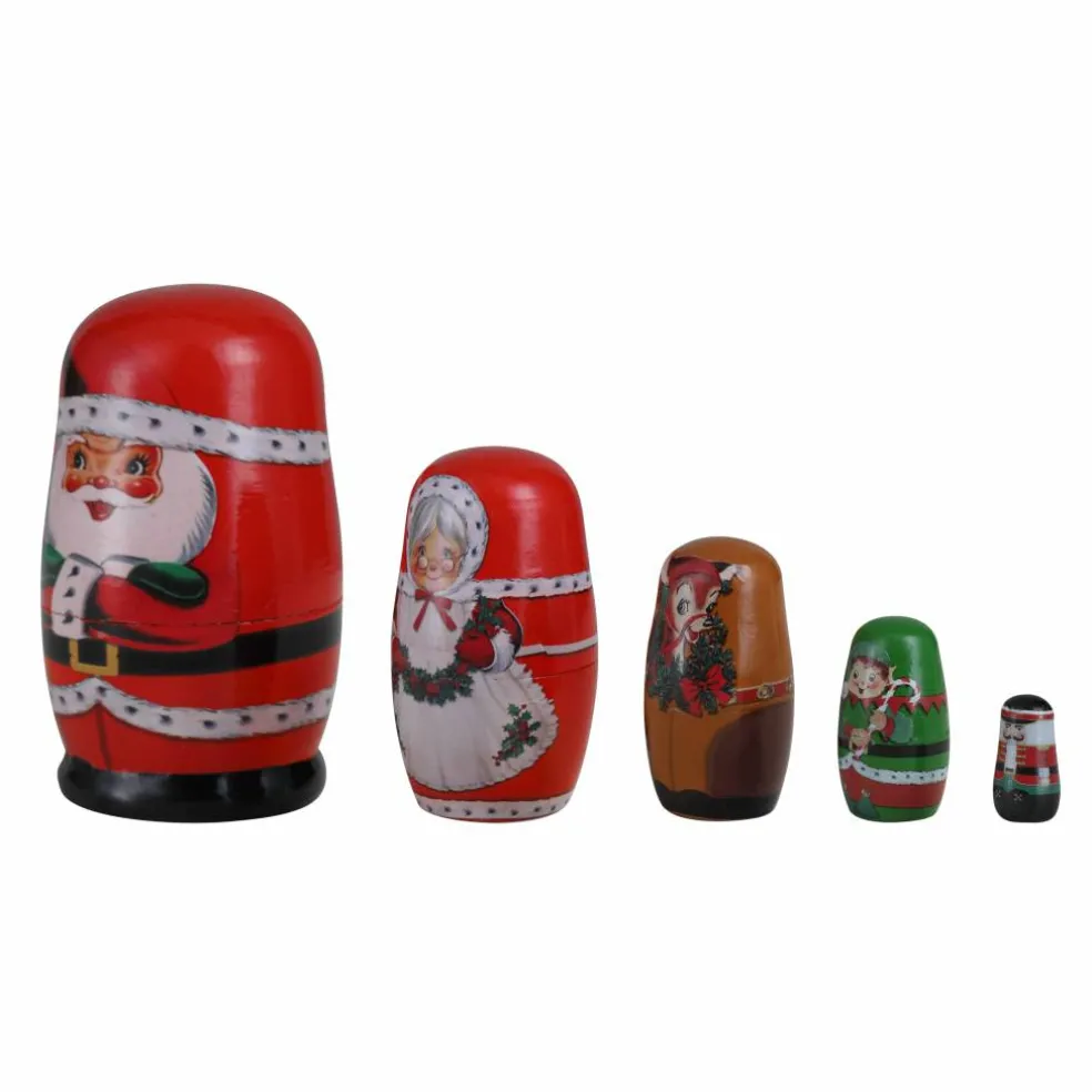 Mr. Christmas Santa & North Pole Pals Nesting Wood Figures Set
