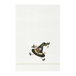Ms. Muffet Cream & Black Witch Hat Halloween Flour Sack Embroidered Dish Towel