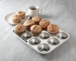 Muffin and Cupcake Pan, 12 Standard Cup, Stainless Steel