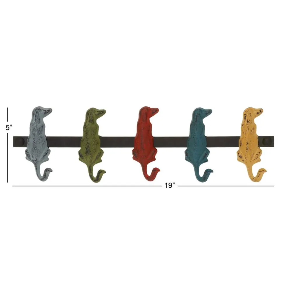 Multi Colored Metal Farmhouse Wall Hook, 5" x 19" x 1"