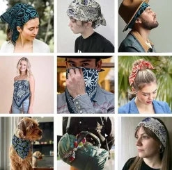 Multicolored 22''x22'' Cotton Bandana for Women and Men Multi-purpose Headband Hair Scarf Protective Coverage