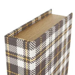 Multicolor Geometric Faux Book Storage Decorative Box with Plaid Inspired Pattern Set