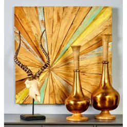 Multicolor Starburst Teak Wood Wall Décor