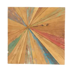 Multicolor Starburst Teak Wood Wall Décor