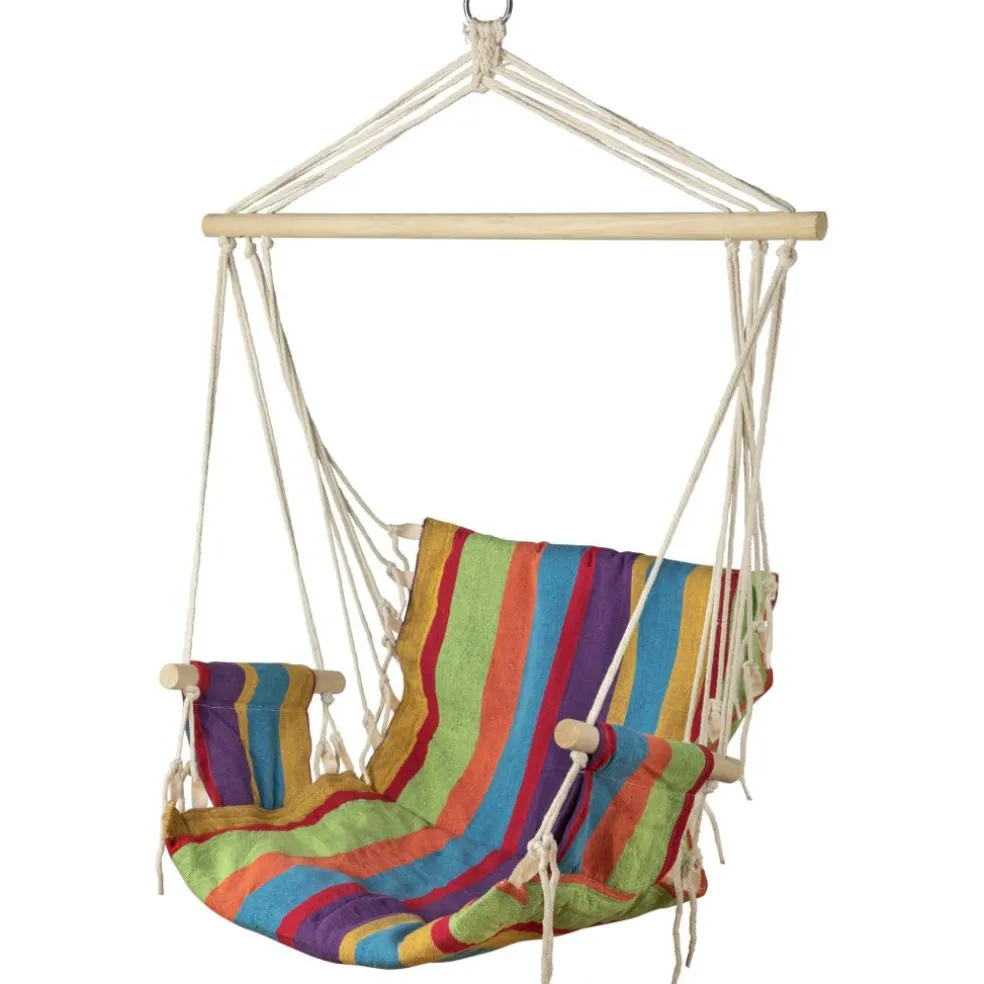 37" Multicolor Stripe Outdoor Patio Hammock Chair with Armrests