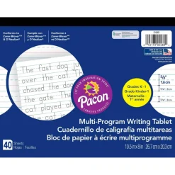 Multi-Program Handwriting Tablet, D'Nealian/Zaner-Bloser, 5/8" x 5/16" x 5/16" Ruled Long, 10-1/2" x 8", 40 Sheets