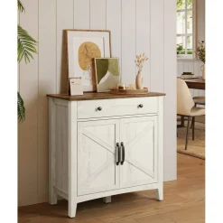Multi Purpose Storage Sideboard Cabinet with Drawer, Farmhouse Console Cabinet with Adjustable Shelf for Home Organization