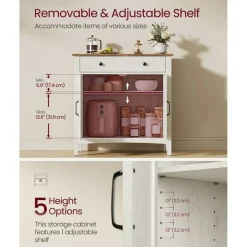 Multi Purpose Storage Sideboard Cabinet with Drawer, Farmhouse Console Cabinet with Adjustable Shelf for Home Organization