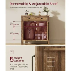 Multi Purpose Storage Sideboard Cabinet with Drawer, Farmhouse Console Cabinet with Adjustable Shelf for Home Organization
