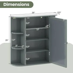Multipurpose Wall Surface Bathroom Storage Cabinet Mirror
