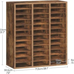 Multi Slot Literature Organizer Black Brown Filing Cabinet with Adjustable Compartments for Office Library Classroom Storage