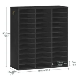 Multi Slot Literature Organizer Black Brown Filing Cabinet with Adjustable Compartments for Office Library Classroom Storage