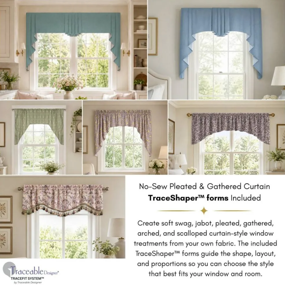 Multi-Style Swag Valance Kit Use Any Fabric to Make Curtains Without Sewing