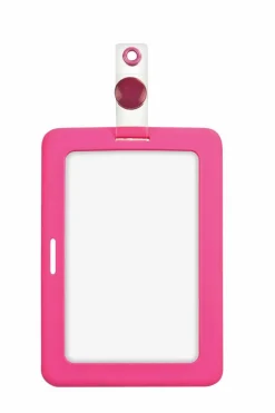 MyID Cardholder, Rubberized Pink, 4" x 2.5", Clear Window, 1 count