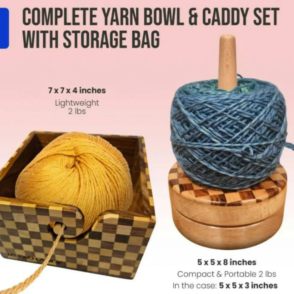 My Two Ladies | Artisan Yarn Caddy & Square Bowl Set