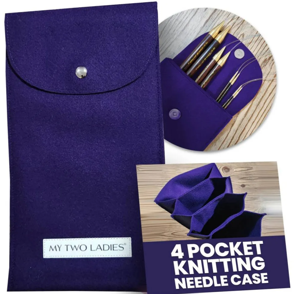 My Two Ladies | Knitting Needle Case - Custom 4 Pocket Felt Case for Needles & Accessories