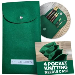 My Two Ladies | Knitting Needle Case - Custom 4 Pocket Felt Case for Needles & Accessories