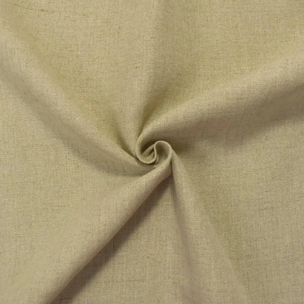 Natural Beige Linen Slub Solid Woven Fabric By the Yard