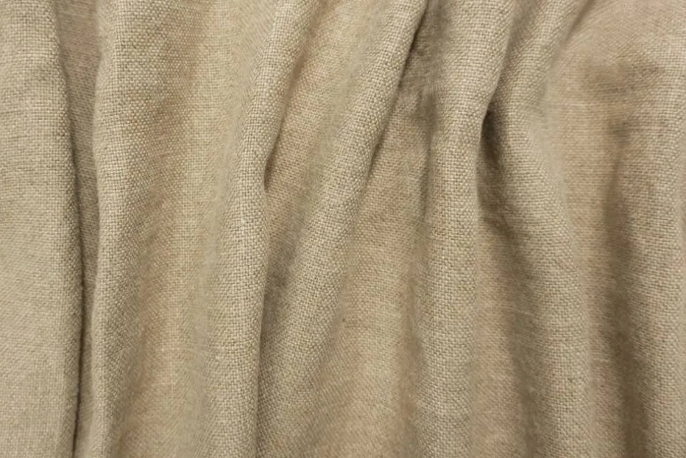 Natural Brown Washed Linen Solid Home Decorating Fabric By the Yard