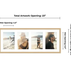 Natural Finish Collage Frame - White Mat, 20 Frame Sizes to Choose From, UV Acrylic, Wall Hanging Hardware, Vertical or Horizontal Display
