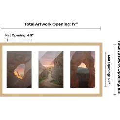 Natural Finish Collage Frame - White Mat, 20 Frame Sizes to Choose From, UV Acrylic, Wall Hanging Hardware, Vertical or Horizontal Display