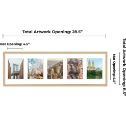 Natural Finish Collage Frame - White Mat, 20 Frame Sizes to Choose From, UV Acrylic, Wall Hanging Hardware, Vertical or Horizontal Display