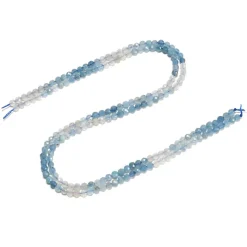 Natural Gradient Aquamarine Faceted Round Beads Size 4mm 15.5" Strand