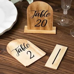 Natural 20 Rustic 4.5" Wooden Arch Table Numbers 1-20 Set Removable Base Party