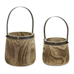 Natural Wooden Pail Set