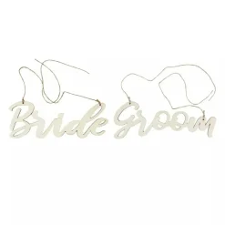 2 Natural 12x5 in Wooden Bride and Groom Chair Signs HANGING DECOR Party Events