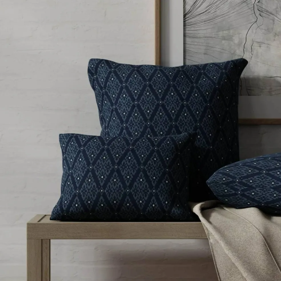 Navy Fade Resistant Diamond Woven Pattern Upholstery Fabric by The Yard - SKU: Waverly Navy