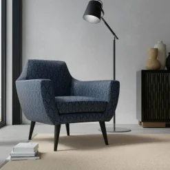 Navy Fade Resistant Diamond Woven Pattern Upholstery Fabric by The Yard - SKU: Waverly Navy