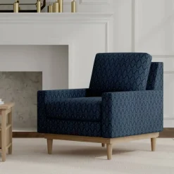 Navy Fade Resistant Diamond Woven Pattern Upholstery Fabric by The Yard - SKU: Waverly Navy