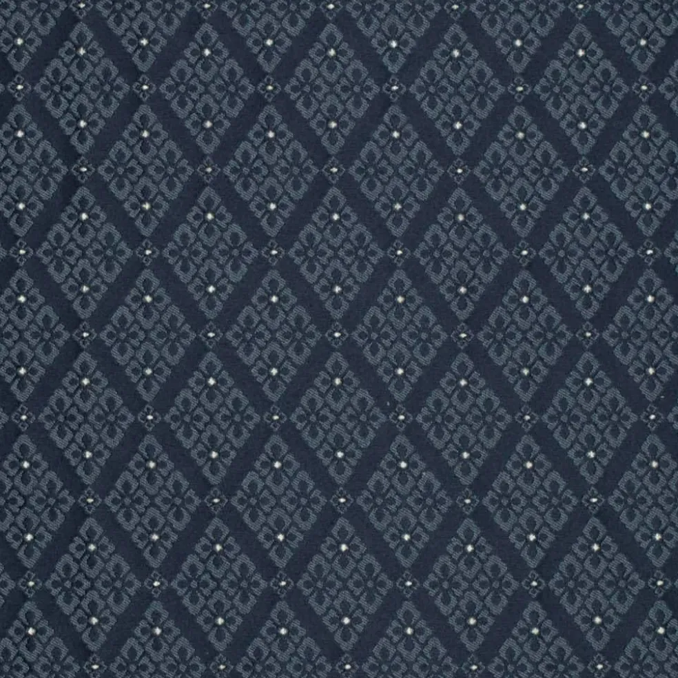Navy Fade Resistant Diamond Woven Pattern Upholstery Fabric by The Yard - SKU: Waverly Navy