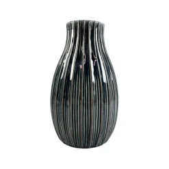 9" Navy Ribbed Ceramic Vase by Ashland®