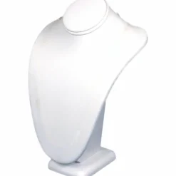 3 Necklace Bust White Leather Jewelry Showcase Display