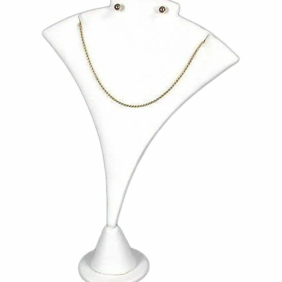 2 Necklace Earring White Leather Combo Showcase Display