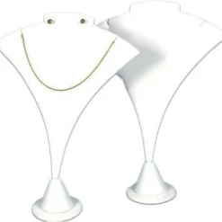 2 Necklace Earring White Leather Combo Showcase Display