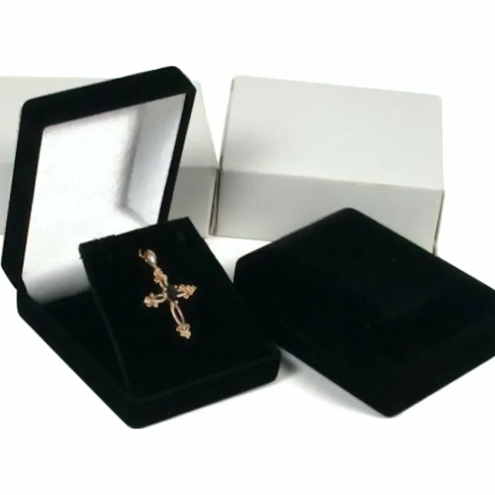 6 Necklace Pendant Gift Boxes Jewelry Displays Black