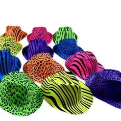 Neon Animal Print Plastic Party Hats