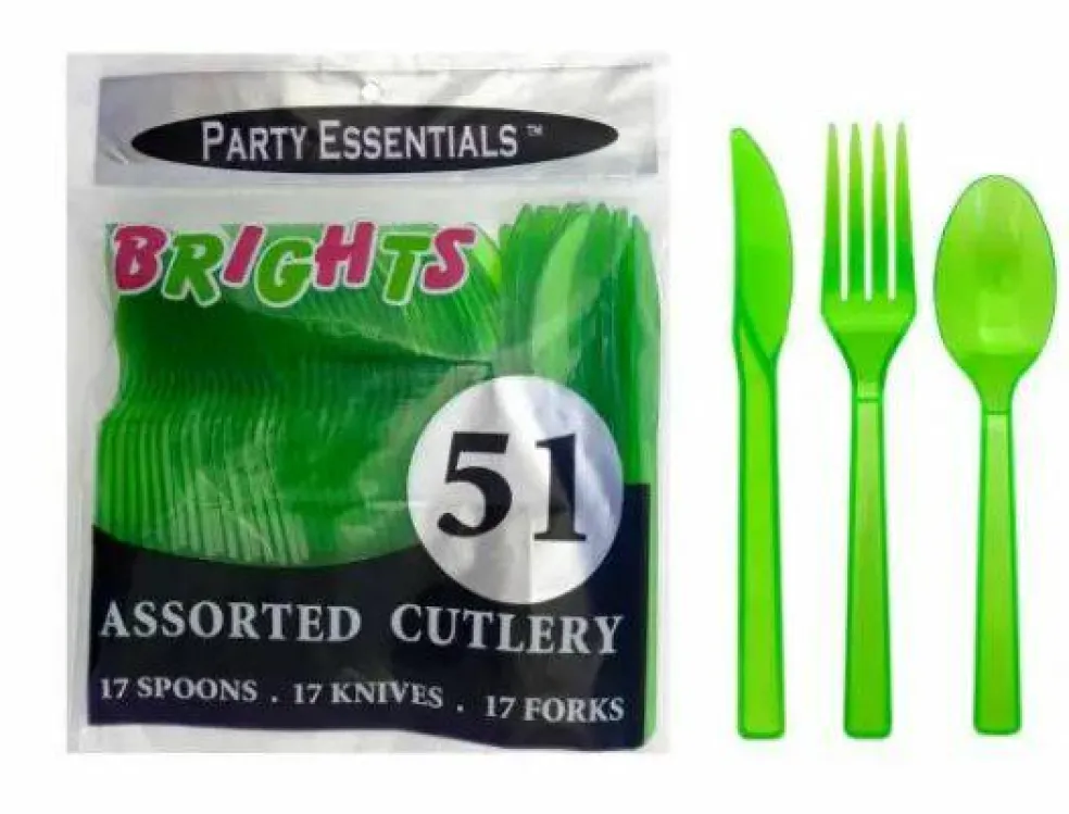 Neon Green Cutlery – 51 Pieces/Pack