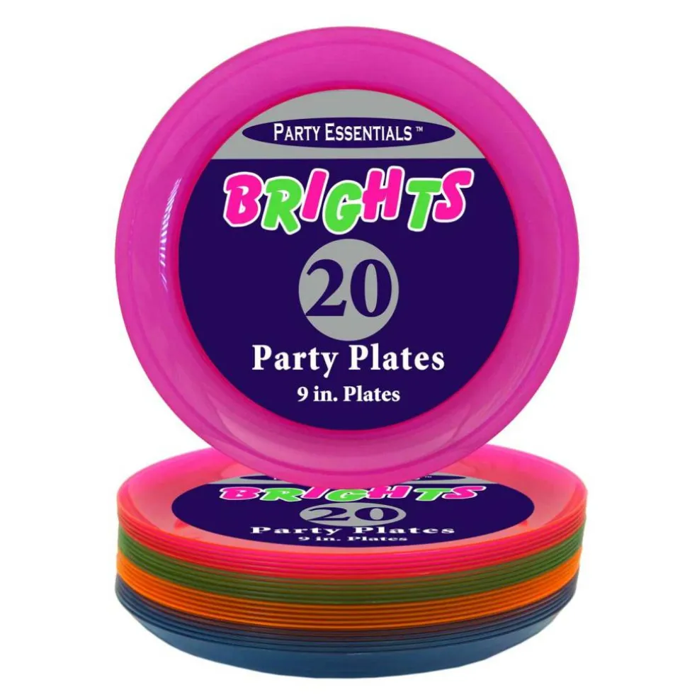 Neon Party Plates – 9″ Assorted – 20 Plates/Pack